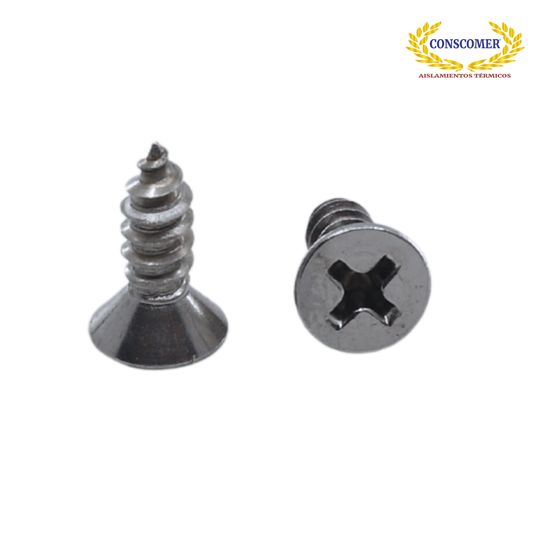 Pija de acero inox. de #8 x 1/2" plana Conscomer