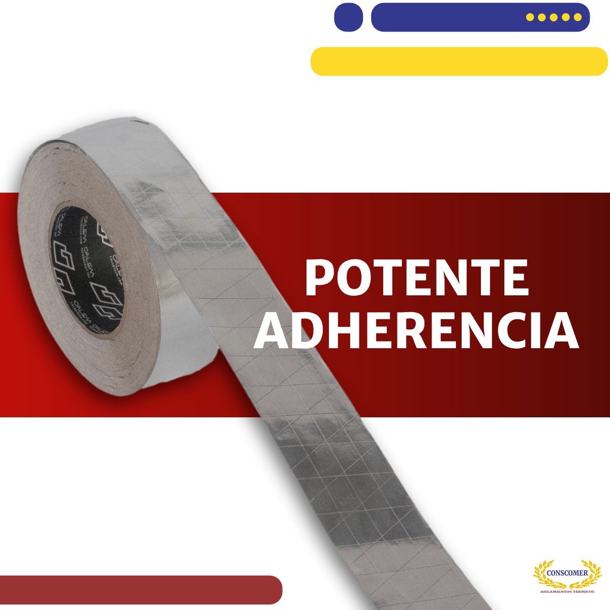 Cinta de Aluminio Reforzada Adhesivo Aislante Ducto 45 m Conscomer