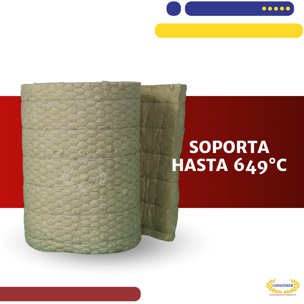 Colcha de 3" lana de roca pespunteadas de 3m en 9lbs conscomer