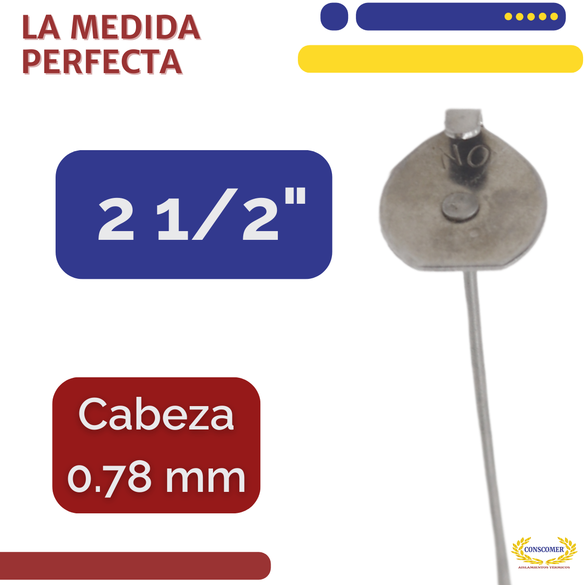 Clavo clip de 4 1/2" de largo de acero inox. 304. LANAMINERAL