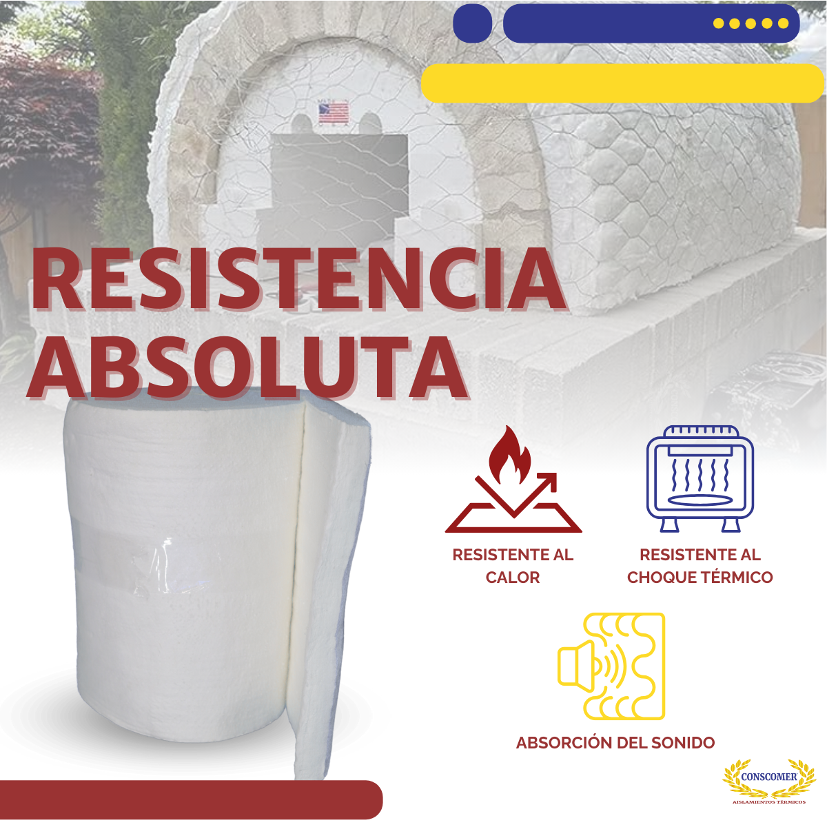 Fibra ceramica de 2" pulg.8lbs hasta 1430°C conscomer