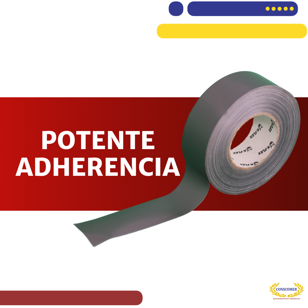 Cinta Para Ducto K-Flex DT-6 56 metros Duc Tape Adhesivo Alta Resistencia Gris Conscomer