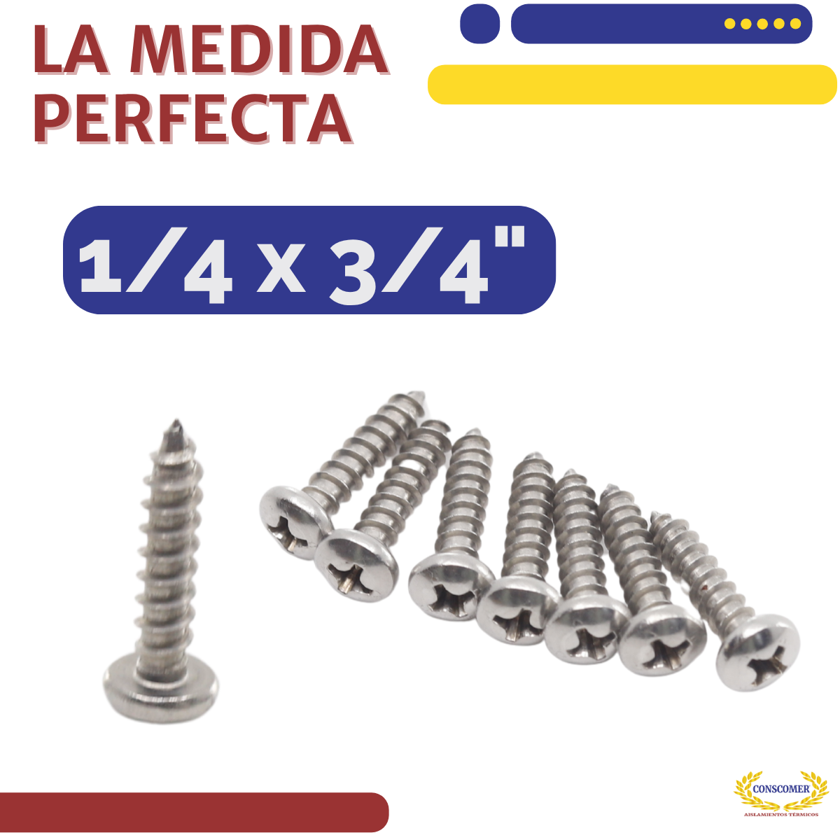 Pija punta de broca Inox. de 1/4 x 3/4" Conscomer