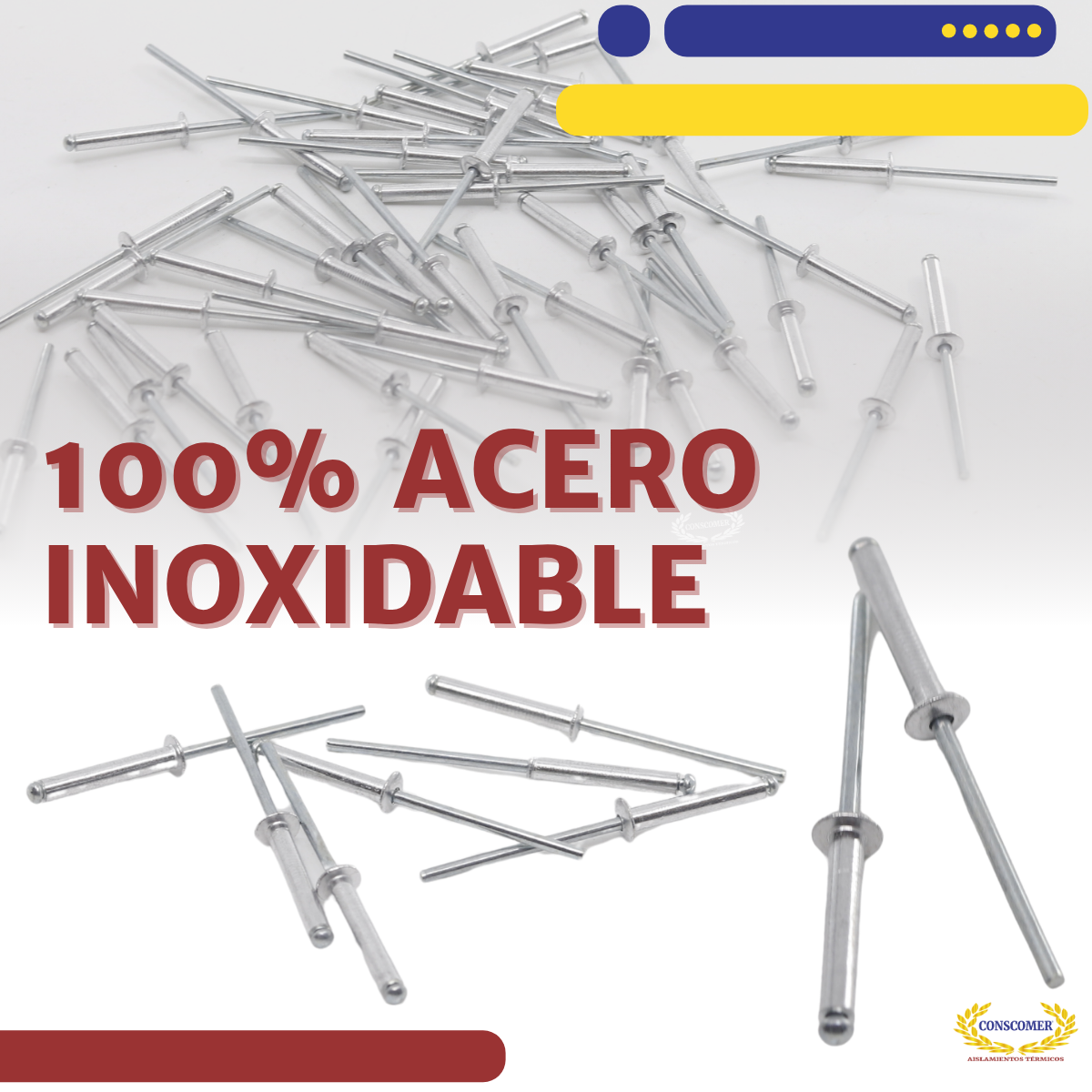 Remaches de acero 1/8 x 3/8 conscomer
