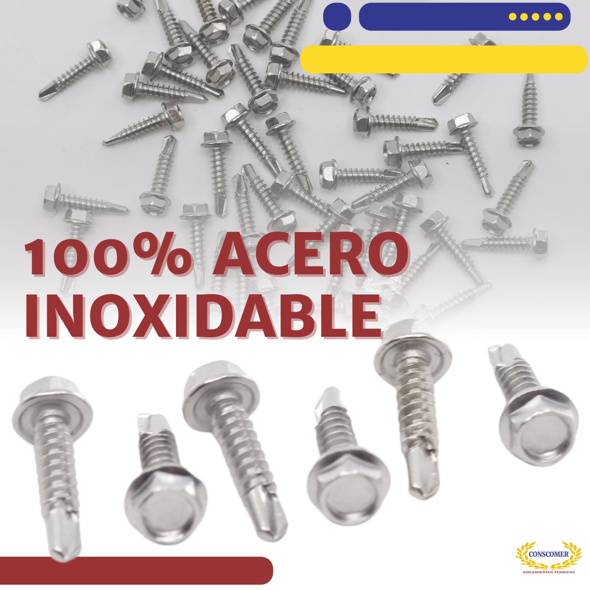 millar Pija Hexagonal Punta de Broca de #8 x 3/4" conscomer