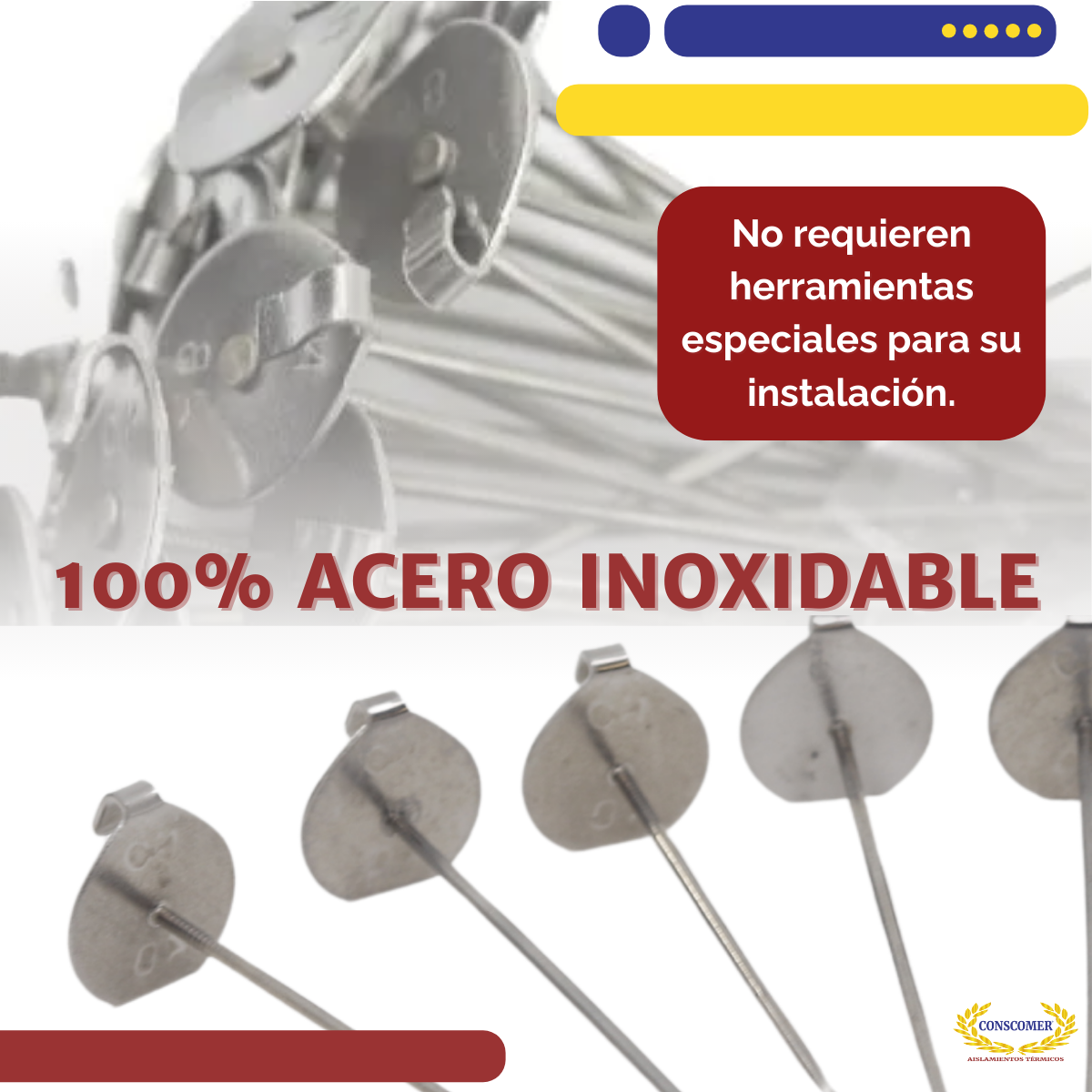 Clavo clip de 4 1/2" de largo de acero inox. 304. LANAMINERAL