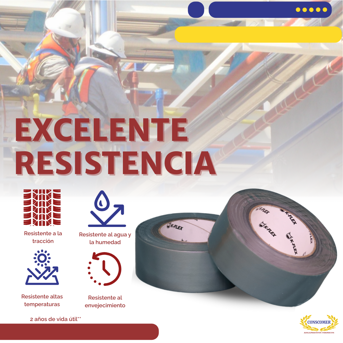 Cinta Para Ducto K-Flex DT-6 56 metros Duc Tape Adhesivo Alta Resistencia Gris Conscomer