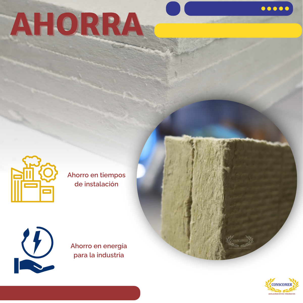 Placa de Lana Mineral 2 en 6lbs de densidad (6 pz x paquete) conscomer