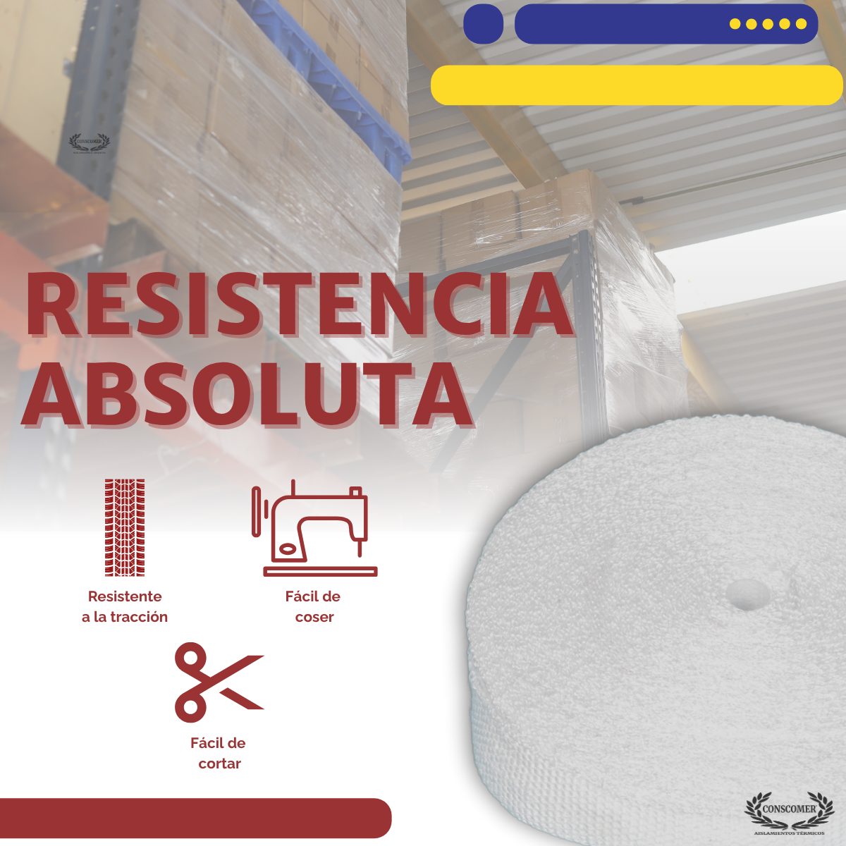 Cinta de tela de fibra de vidrio de 2pulg. X 30 M1 rollo conscomer