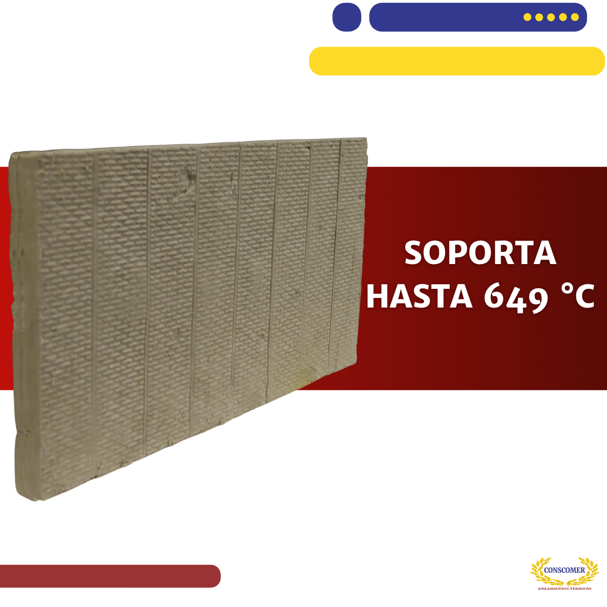 Placa de Lana Mineral 3 en 8lbs de densidad (4 pz x paquete) conscomer