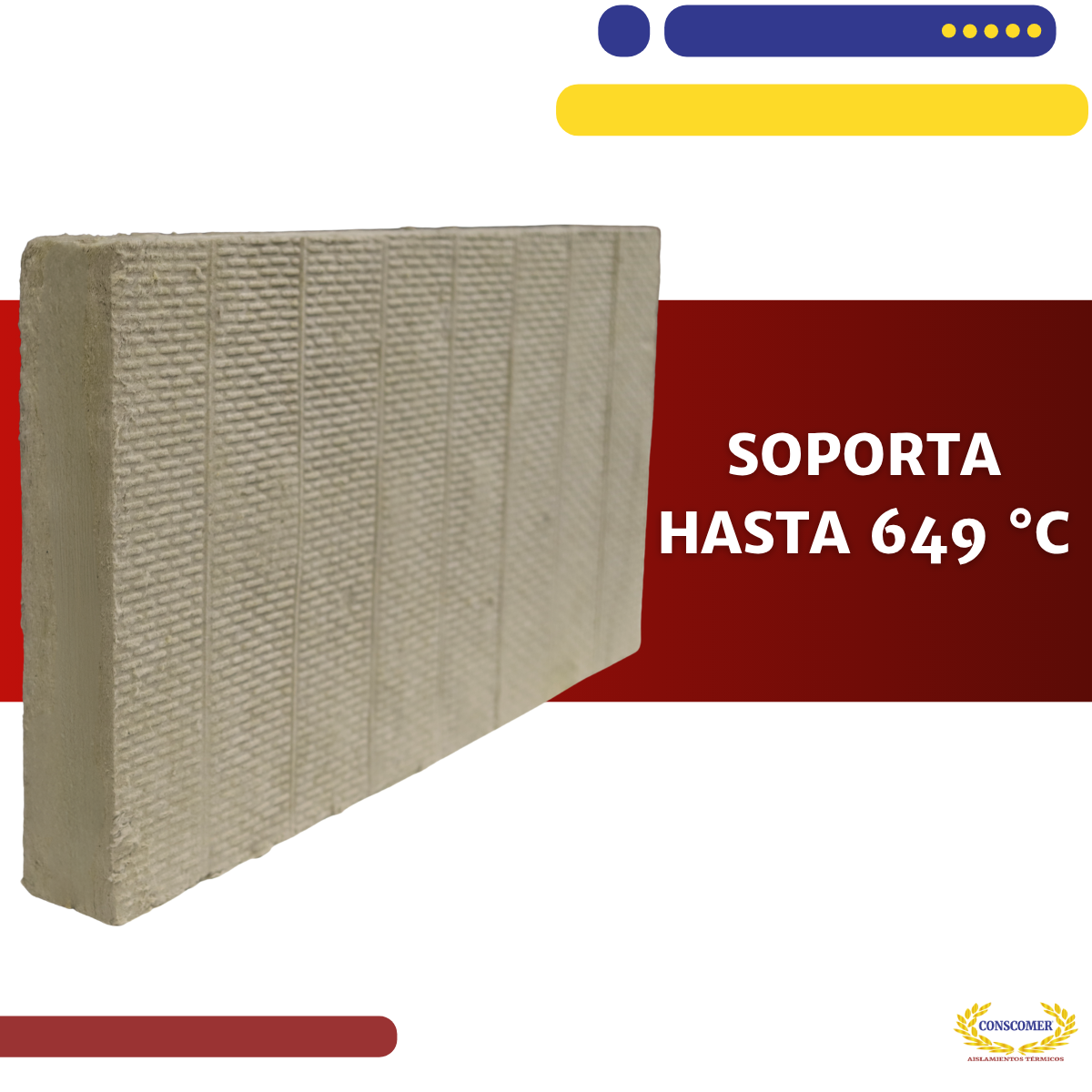 Placa de Lana Mineral 4 en 8lbs de densidad (3pz x paquete) conscomer