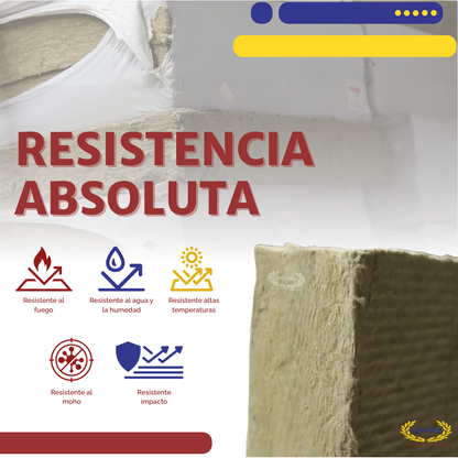 Placa de lana mineral 4 pulgadas 6 lbs resistente al fuego, humedad y altas temperaturas