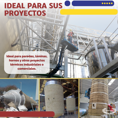 Placa lana mineral 4 pulgadas 8 lbs para hornos, ductos, muros y proyectos industriales