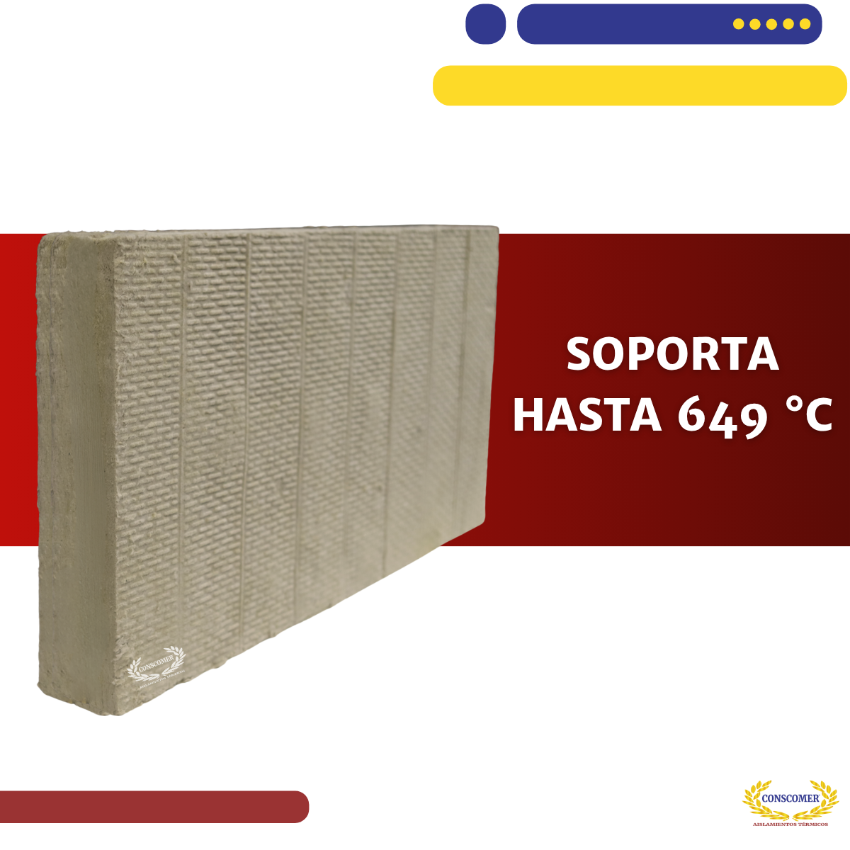 Placa de Lana Mineral 6" en 8lbs de densidad conscomer