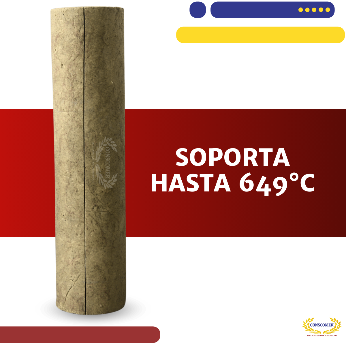 3 1/2 x 1  Preformado de lana mineral, 1 mt de largo conscomer