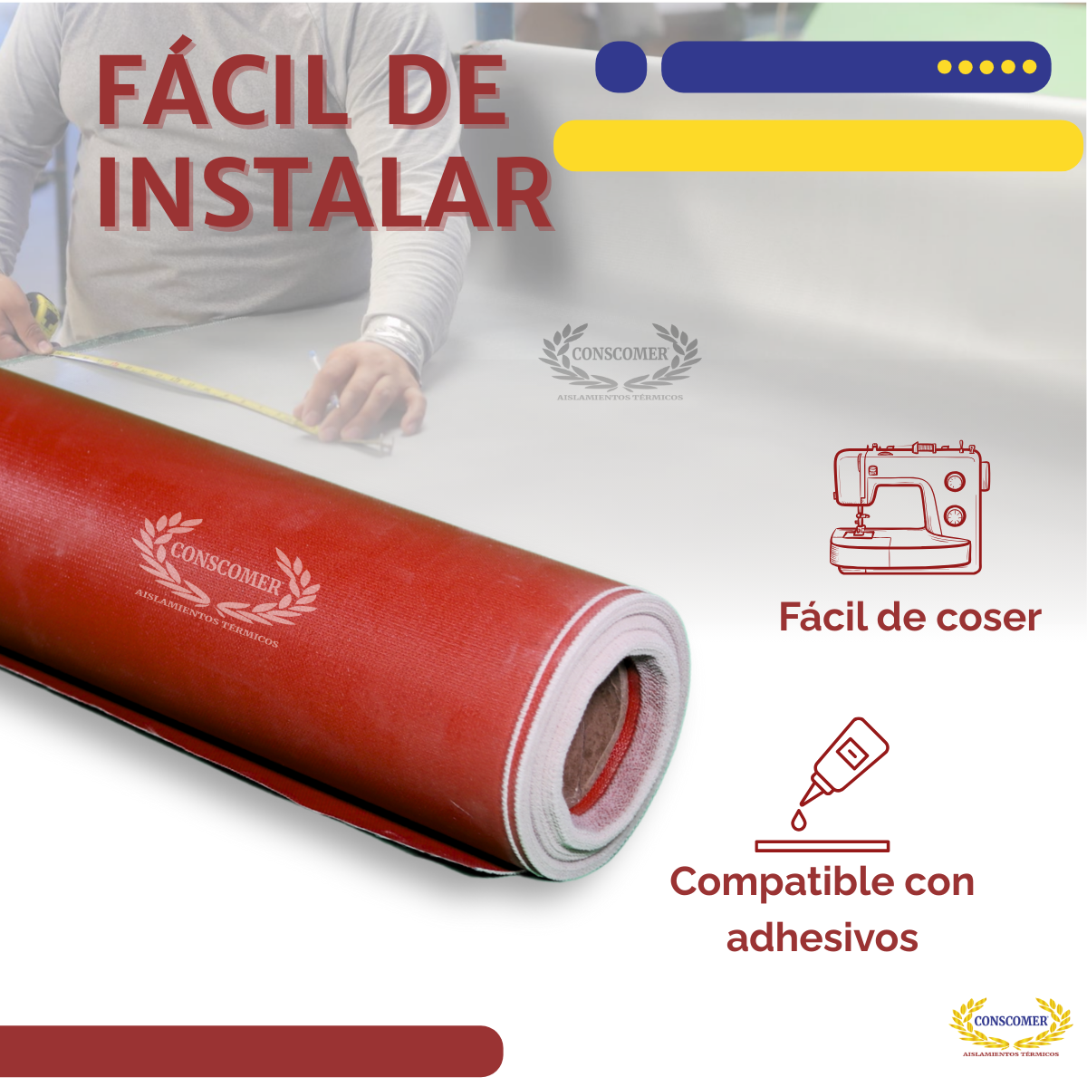 TELA DE FIBRA DE VIDRIO SILICONIZADA ROJA ANCHO 1.52 MTS X LARGO 45 MTS (45 KG) MATERIALES PARA REUSABLE