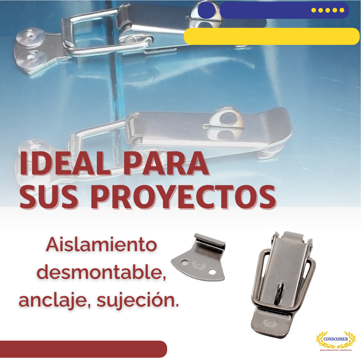 Broche de acero inox. 304 de 77mm de largo. Conscomer