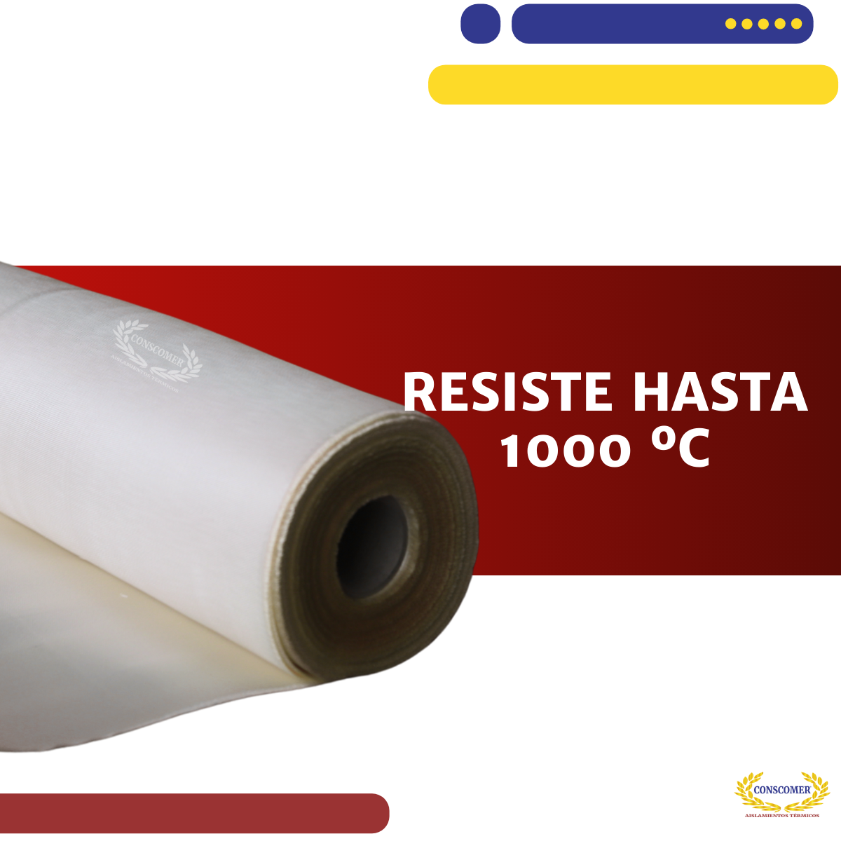 Tela de fibra de vidrio Silice 1m X 50mts Color Blanco conscomer