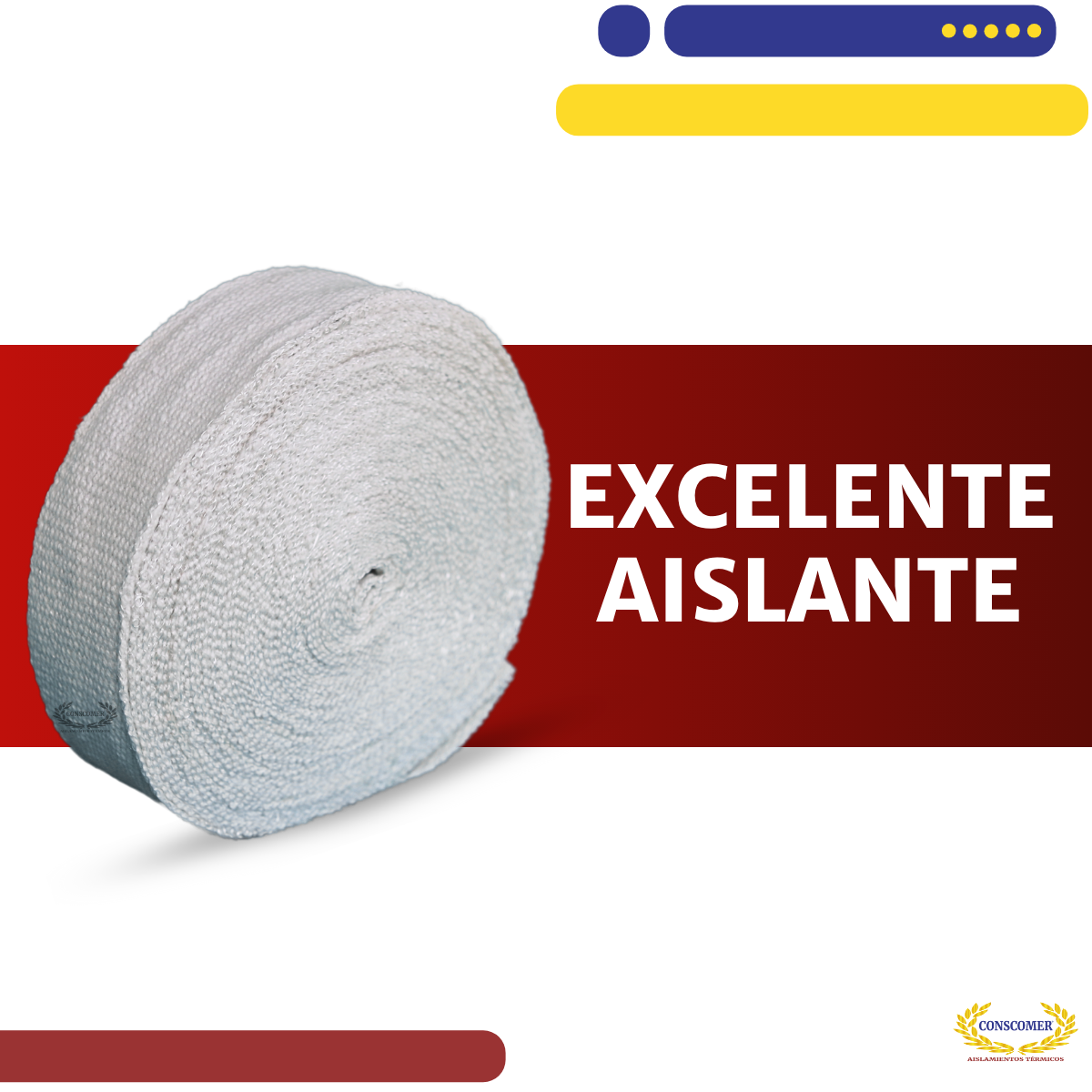 Cinta de fibra cerámica, de  4pulg. x 1/8" x 30m conscomer