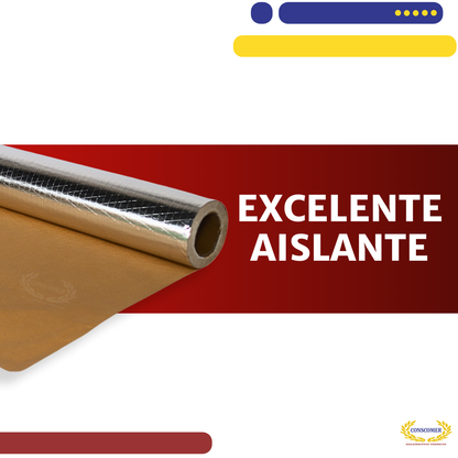 Papel Aluminio Kraft (FSK) de 1m ancho x 100m largo conscomer