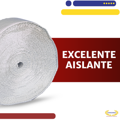 Cinta de fibra de vidrio, tejido liso, de 4pulg.  X 30 M, 1/8 de espesor con cinta adhesiva conscomer
