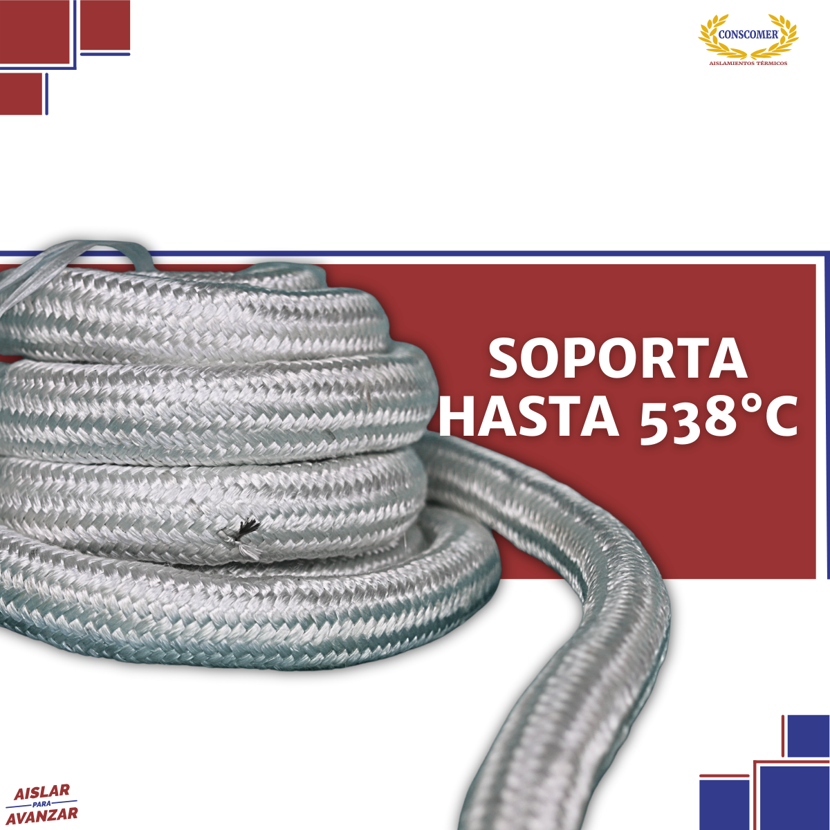 Cordón de fibra de vidrio de 2 pulg.  x 10m conscomer
