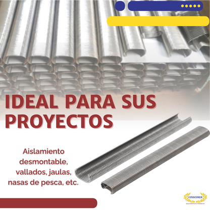 Grapas anillada en C de acero inoxidable 1/2 pulg. (10,000 pzas x caja) conscomer