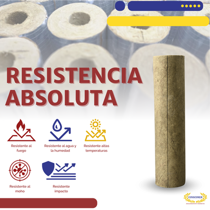 Preformado de lana mineral 1 1/2 x 4 - 1 mt de largo conscomer