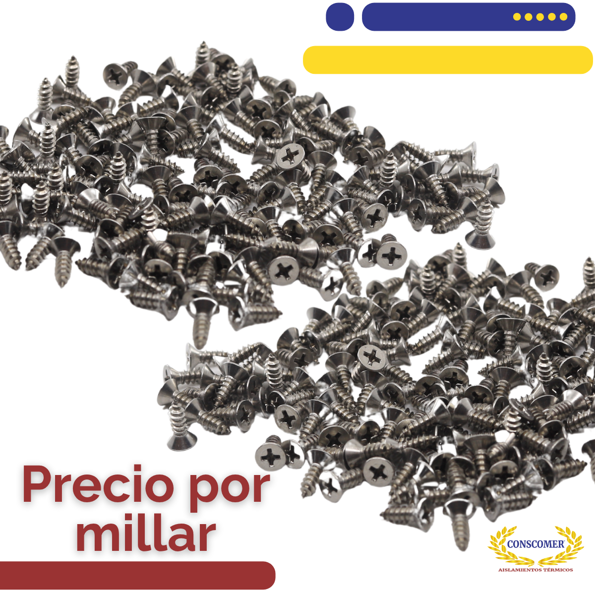Pija de acero inox. de #8 x 1/2" plana Conscomer