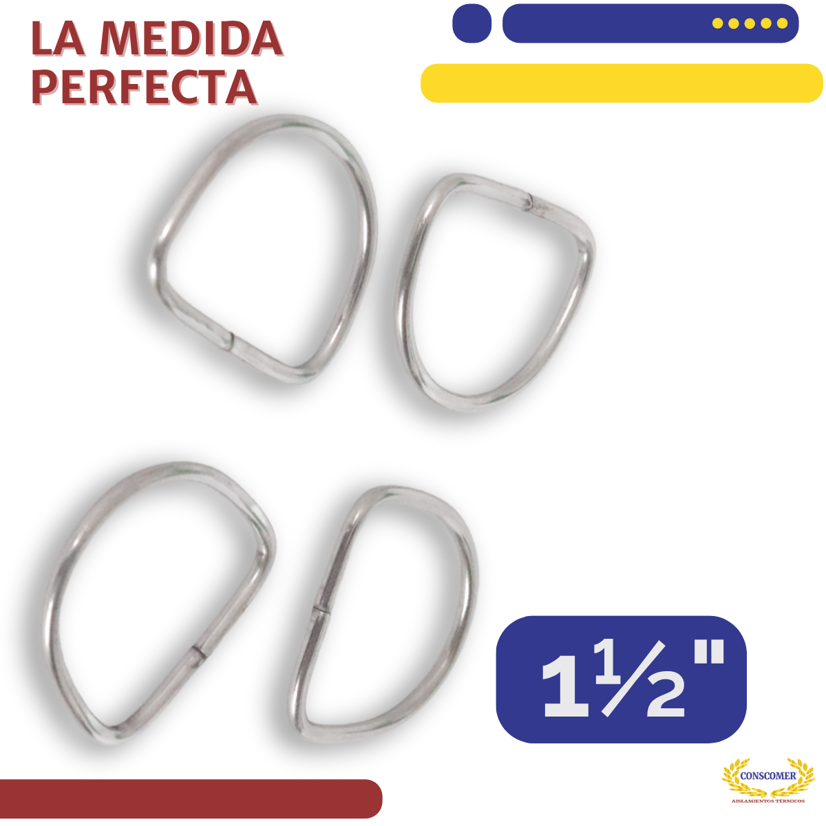 Anillo D de Acero Inoxidable de 1 1/2 conscomer