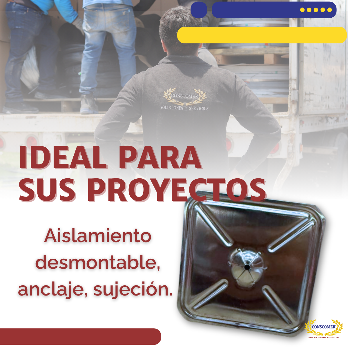 Arandela cuadrada de acero inoxidable de 2 1/2" conscomer