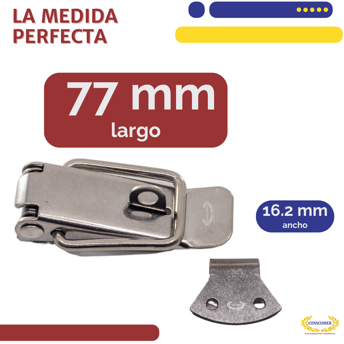 Broche de acero inox. 304 de 77mm de largo. Conscomer