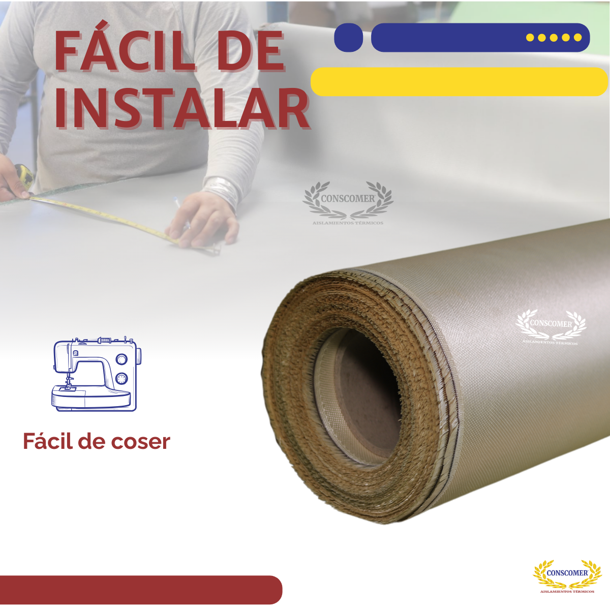 Tela de fibra de vidrio Silice 1m X 50mts Color Caramelo conscomer