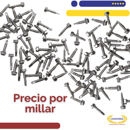 PIJA CABEZA HEXAGONAL RANURADA PUNTA AB ACERO INOX.304 DE   8x3/4 conscomer