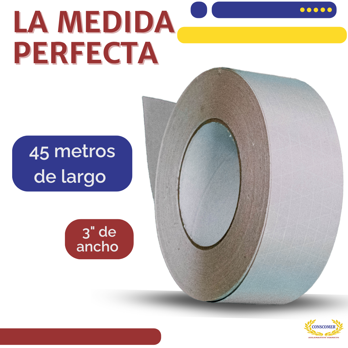 Cinta Adhesiva Blanca Asj Reforzada Aislante Ducto 45m 3pulg Blanco Conscomer