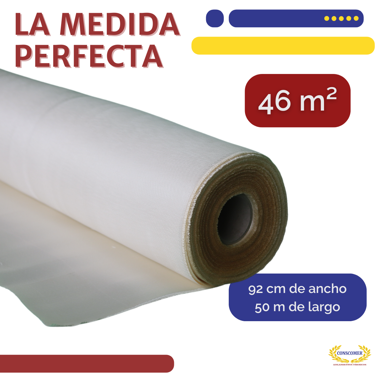 Tela de fibra de vidrio Silice 1m X 50mts Color Blanco conscomer