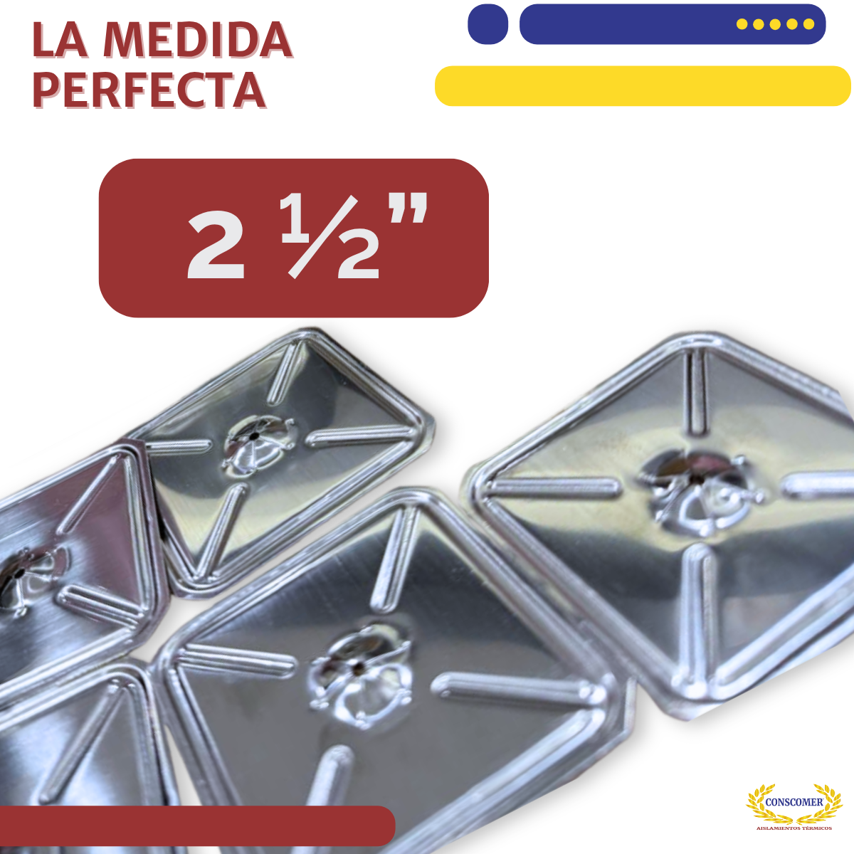 Arandela cuadrada de acero inoxidable de 2 1/2" conscomer