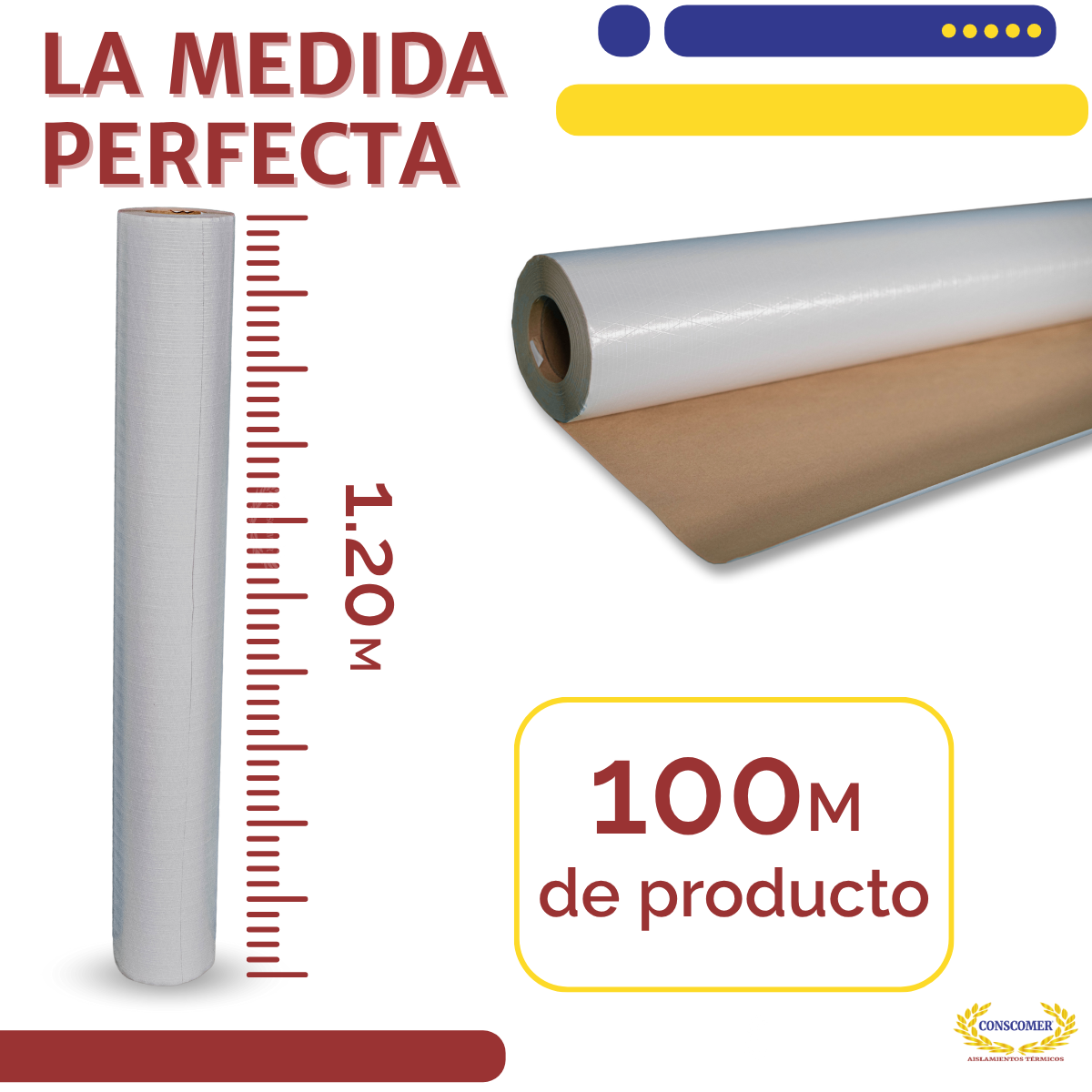 Papel Kraft Asj Reforzado Aislante Reforzado Rollo De 100 M Blanco Conscomer