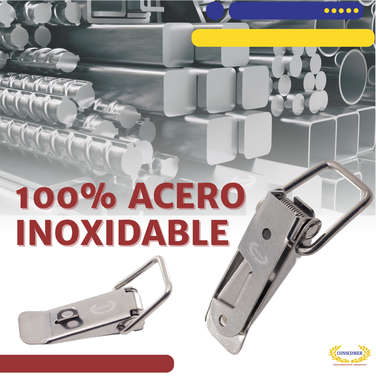 Broche de acero inox. 304 de 77mm de largo. Conscomer