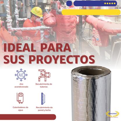 Papel Aluminio Kraft (FSK) de 1m ancho x 100m largo conscomer