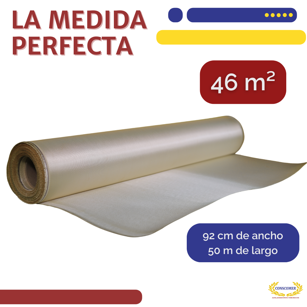 Tela de fibra de vidrio Silice 1m X 50mts Color Caramelo conscomer