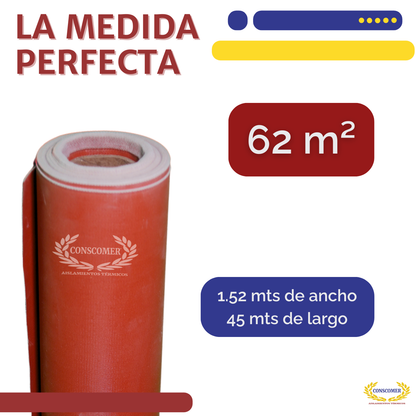 Tela siliconeada 1.52mts X 45 mts terminado ROJO para alta temperatura conscomer