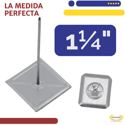 Clavo con adhesivo de 1 1/4  incluye arandela cuadrada conscomer