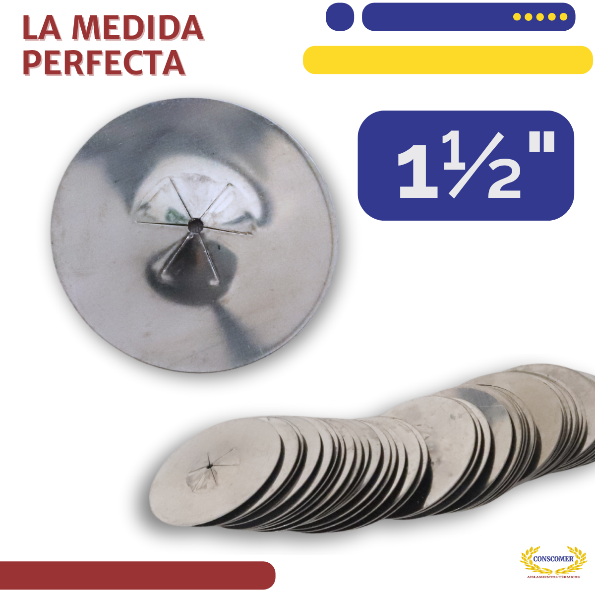 Arandela Redonda para Clavo 1 1/2" Acero Inoxidable Conscomer