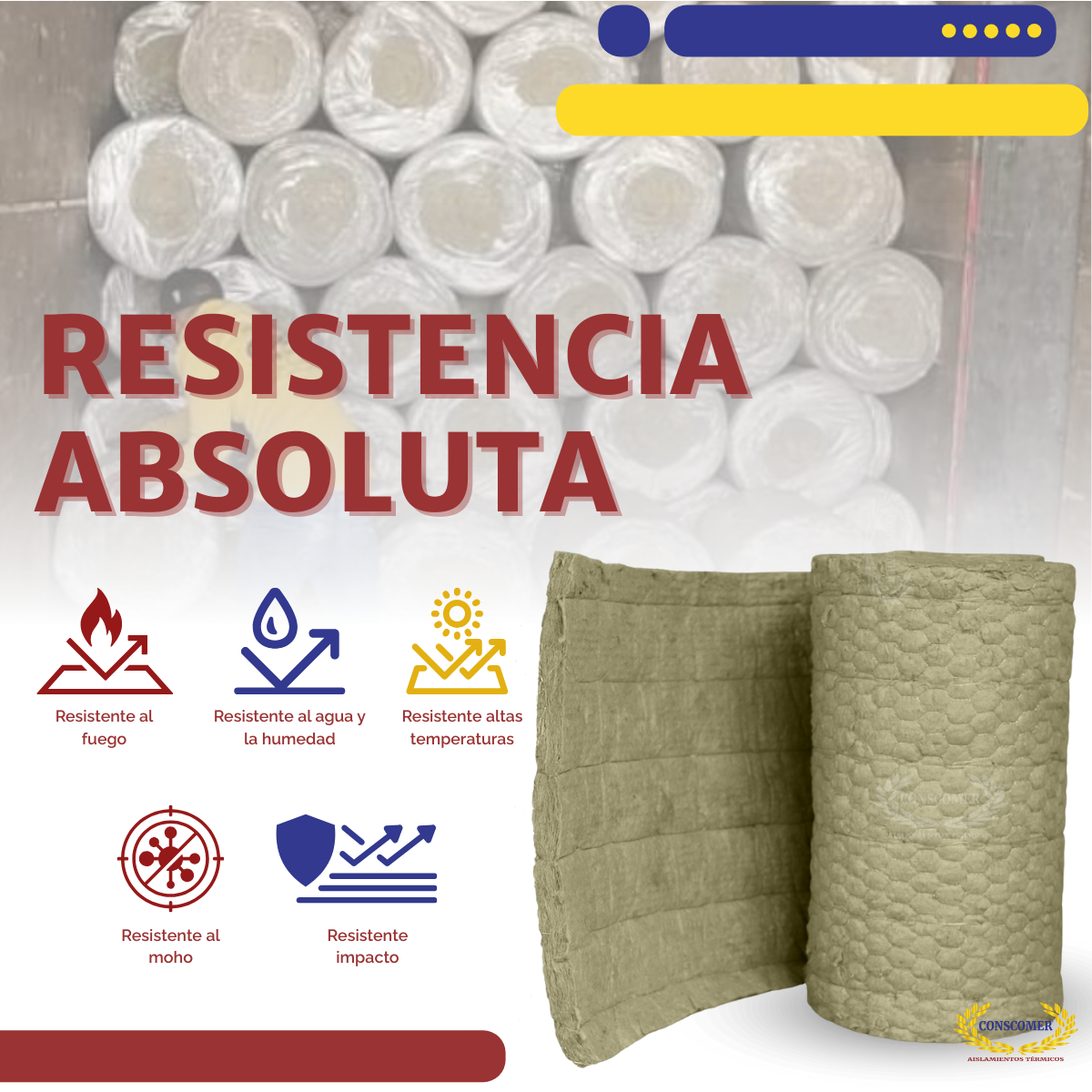 Colcha de 1"lana de roca pespunteada Conscomer