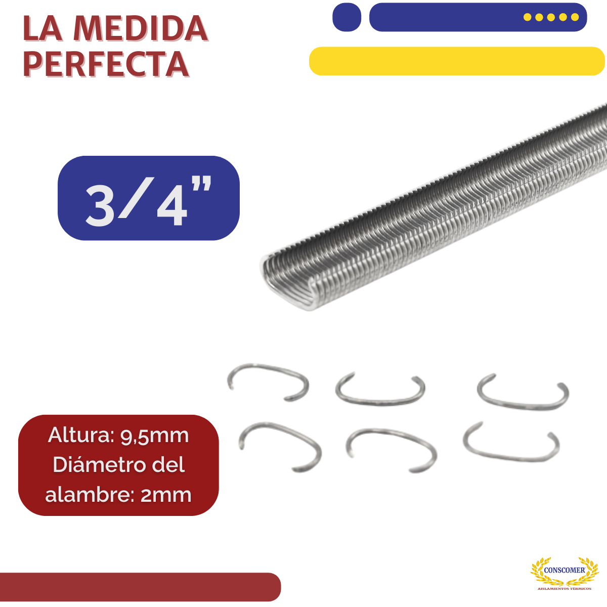 GRAPA DE ACERO INOXIDABLE 3/4 POR PZA. Conscomer