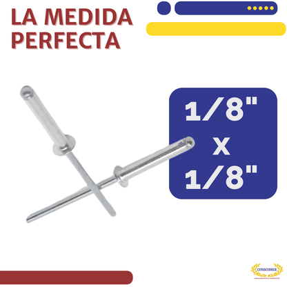 Remaches de acero 1/8  x 1/8 conscomer
