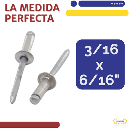 Remaches de acero 3/16 x 6/16 conscomer