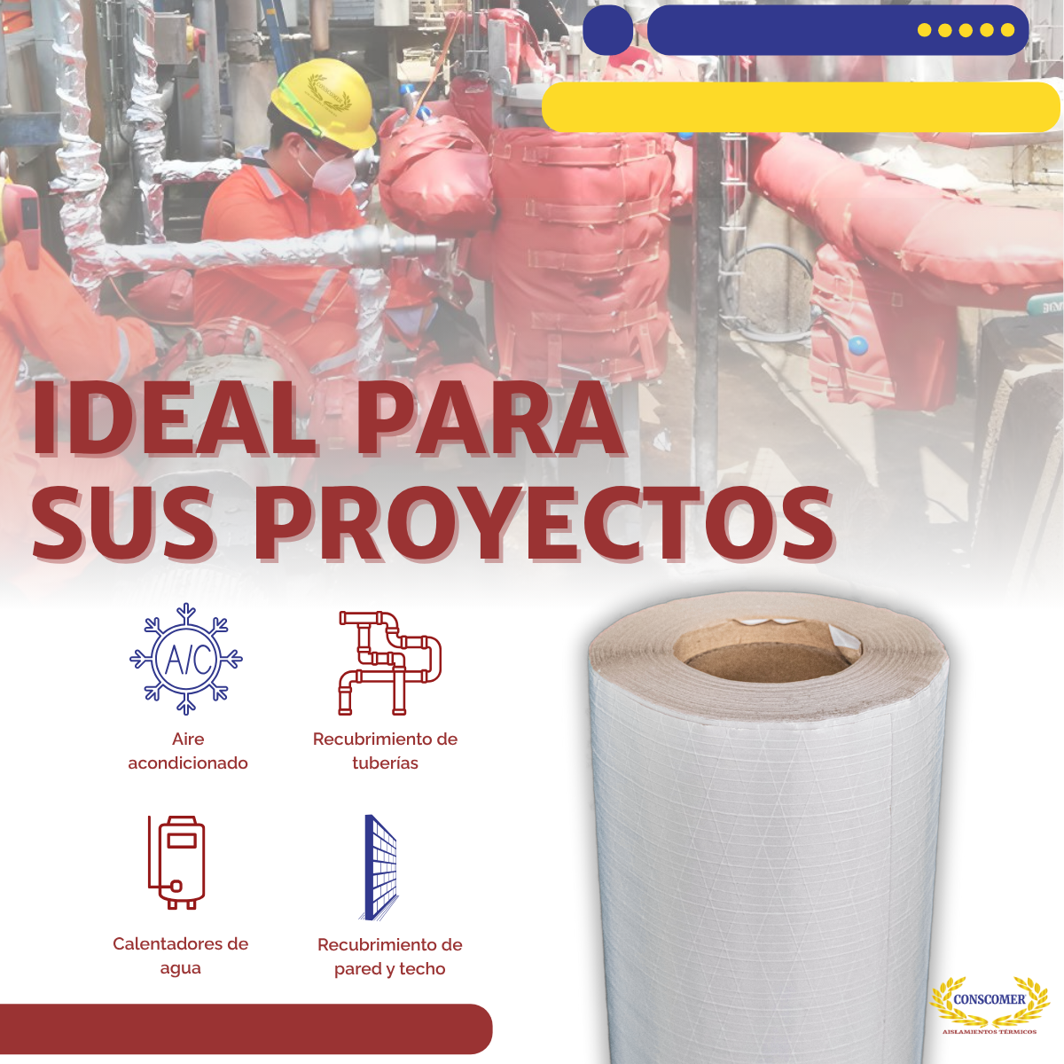 Papel Aluminio Kraft (ASJ) Blanco de 1.20m ancho x 100m largo conscomer