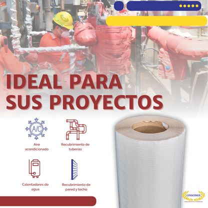 Papel Aluminio Kraft (ASJ) Blanco de 1.20m ancho x 100m largo conscomer